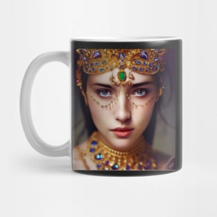 Beautiful Exotic Woman Adorned in Gold and Gems Mug